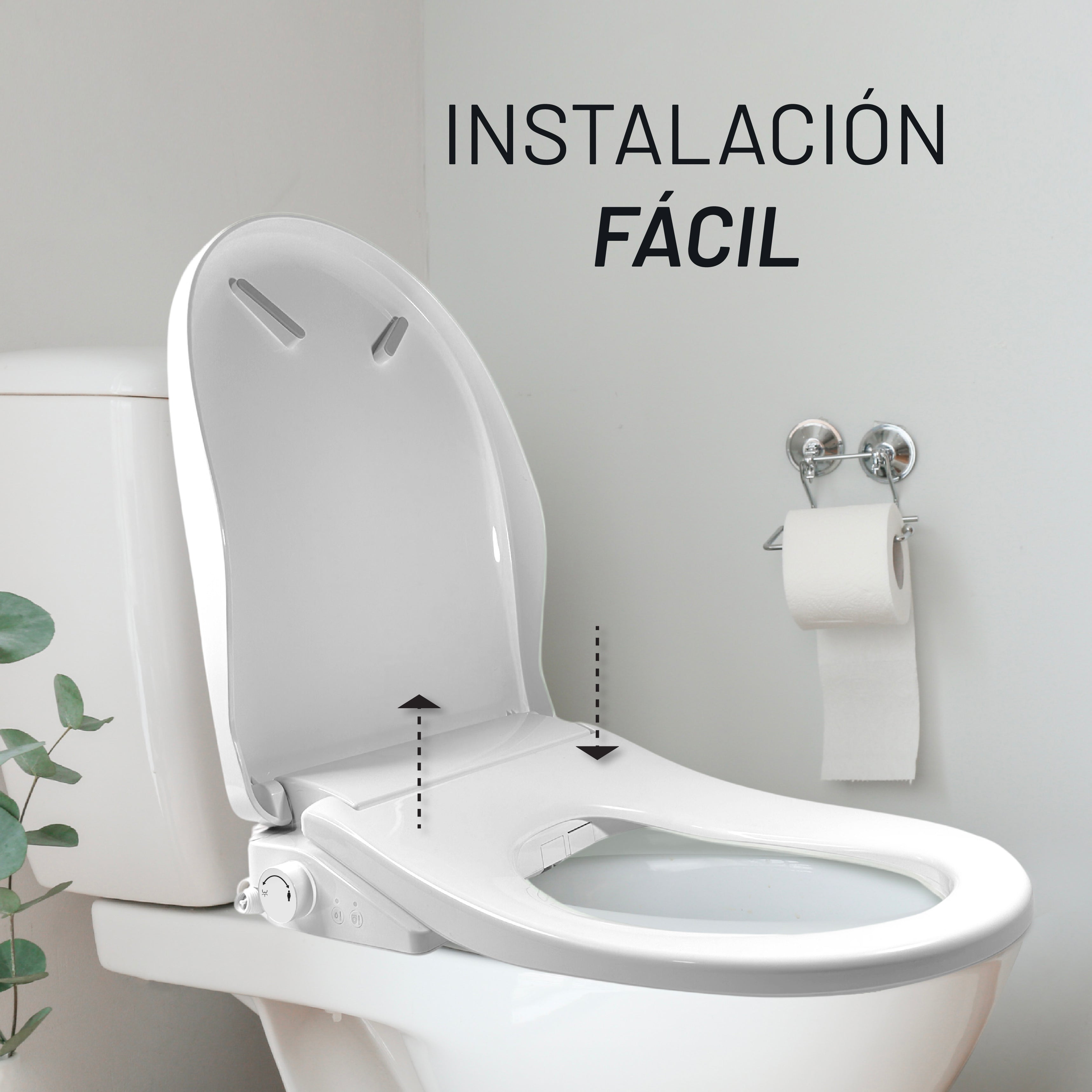Bidet Manual para WC, Lavado a Presión Frontal y Trasera, Color Blanco