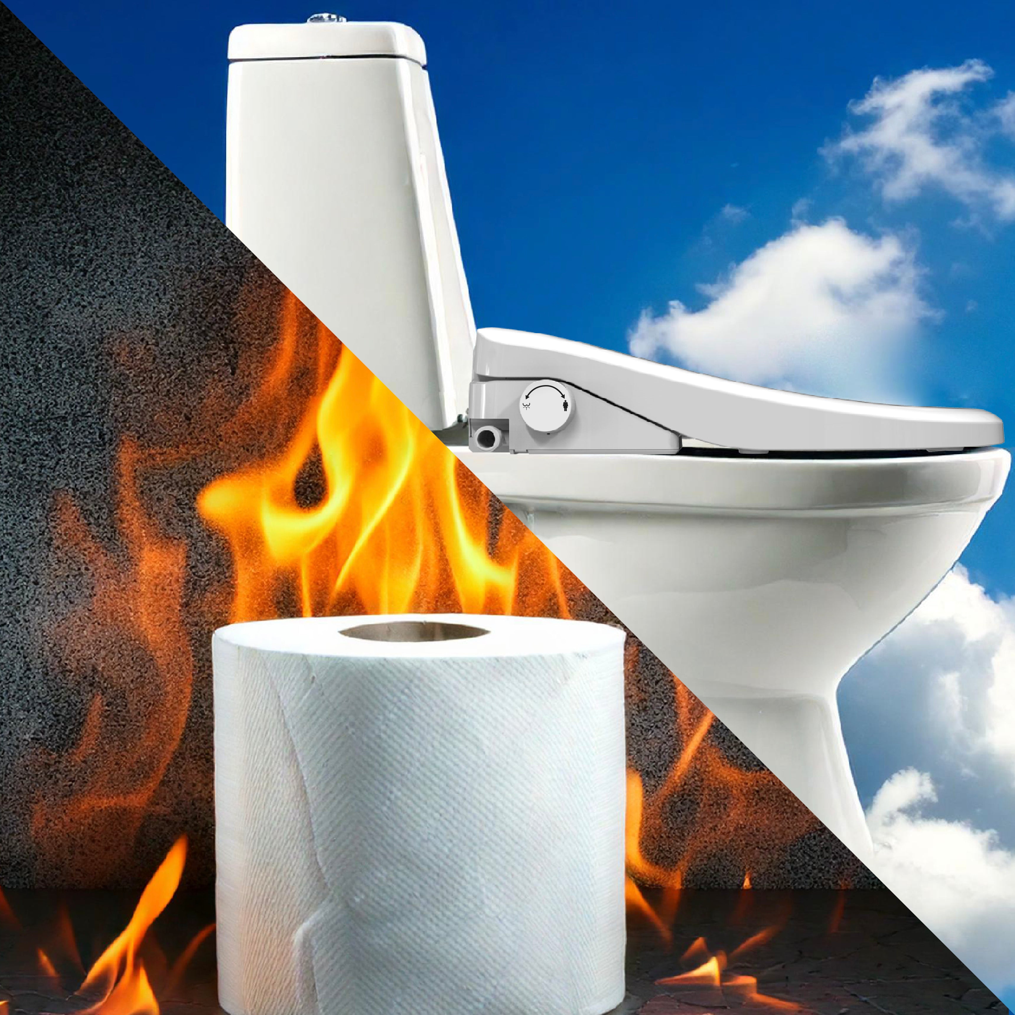 Bidet Manual para WC, Lavado a Presión Frontal y Trasera, Color Blanco