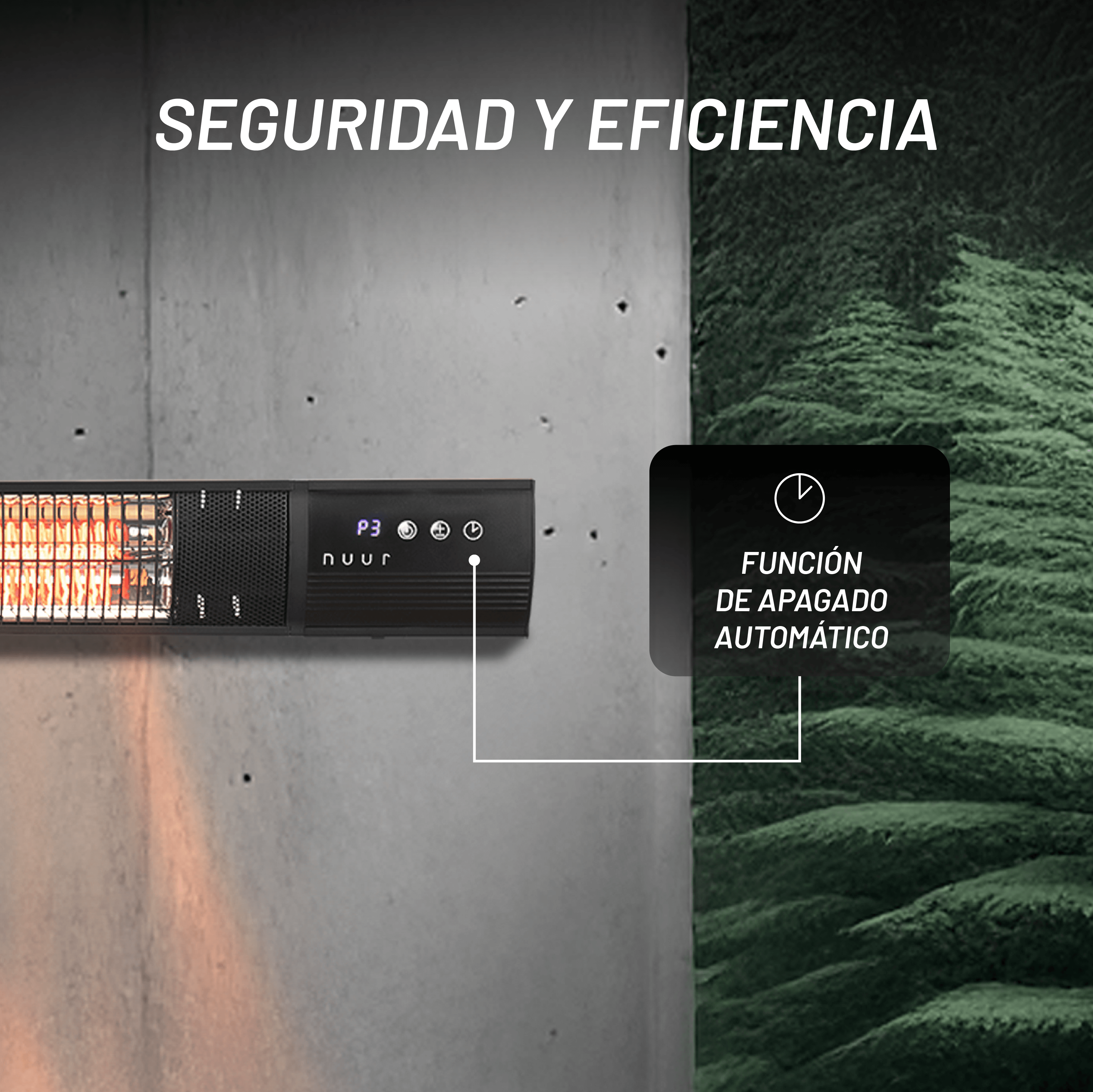 Calentador de Halógeno Eléctrico 1500W, Patio, Control Remoto
