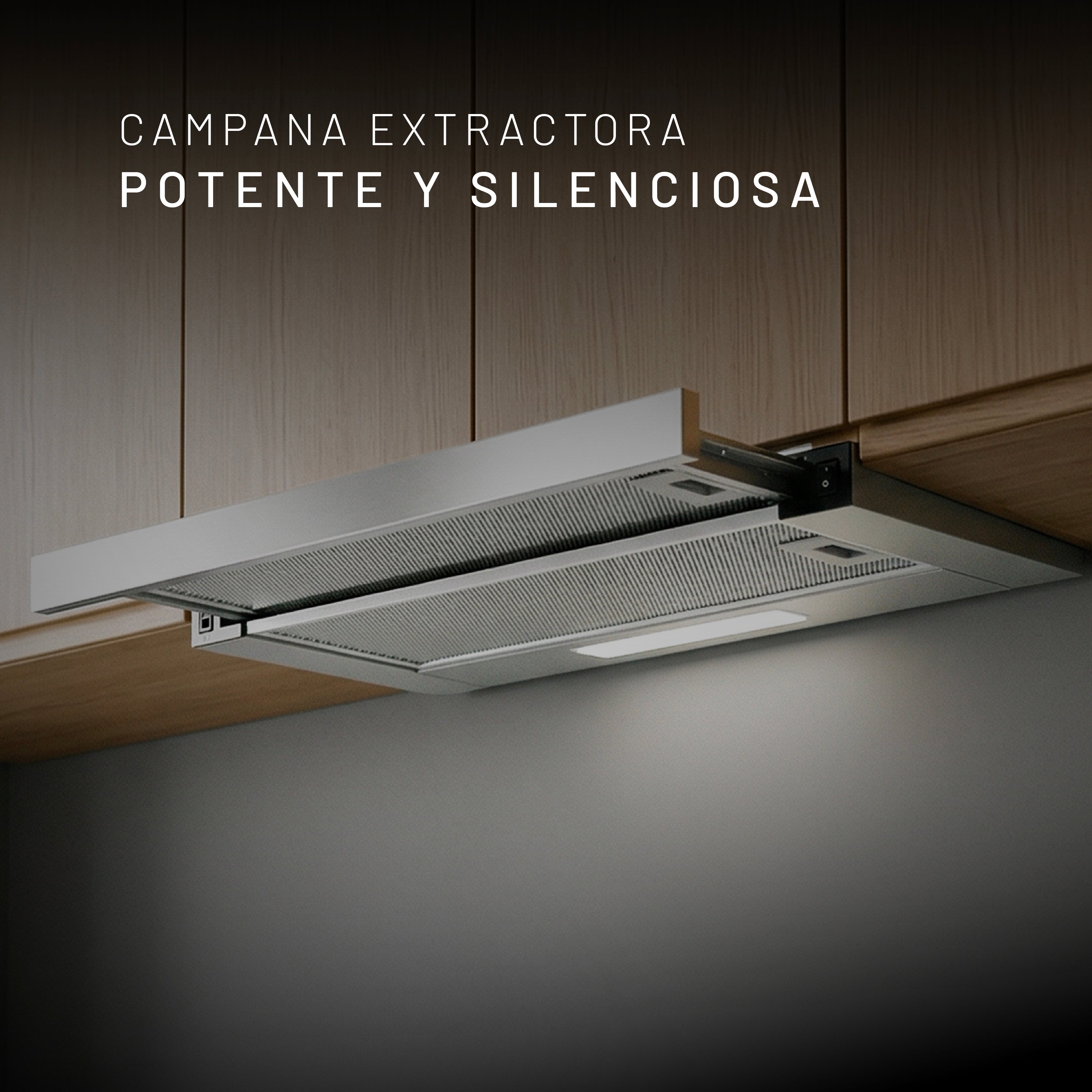 Campana Telescópica Mecánica 80cm, Acero Inoxidable