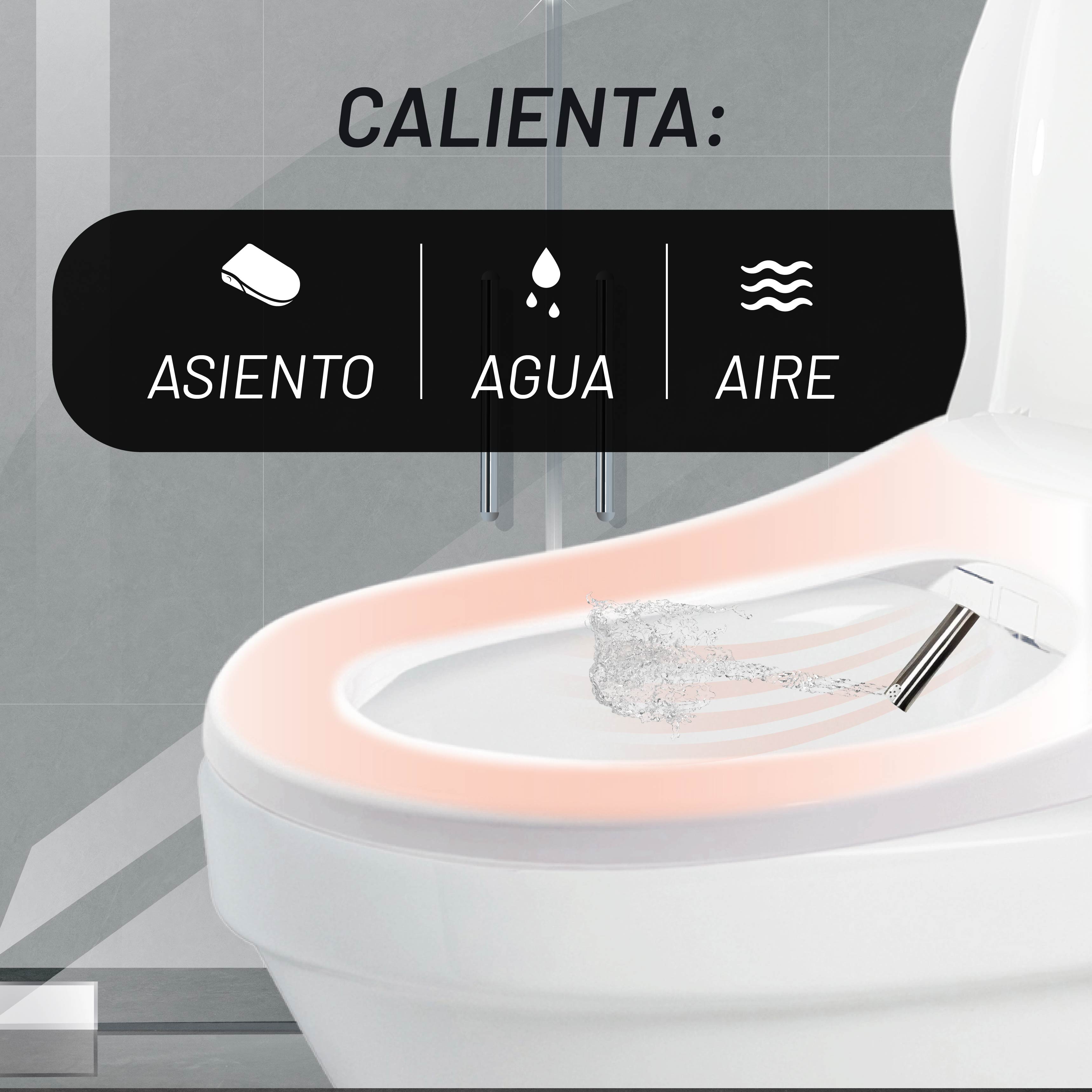 Bidet Automático para WC, Asiento Calefactable, Lavado a Presión, Secado con Aire y Control Remoto