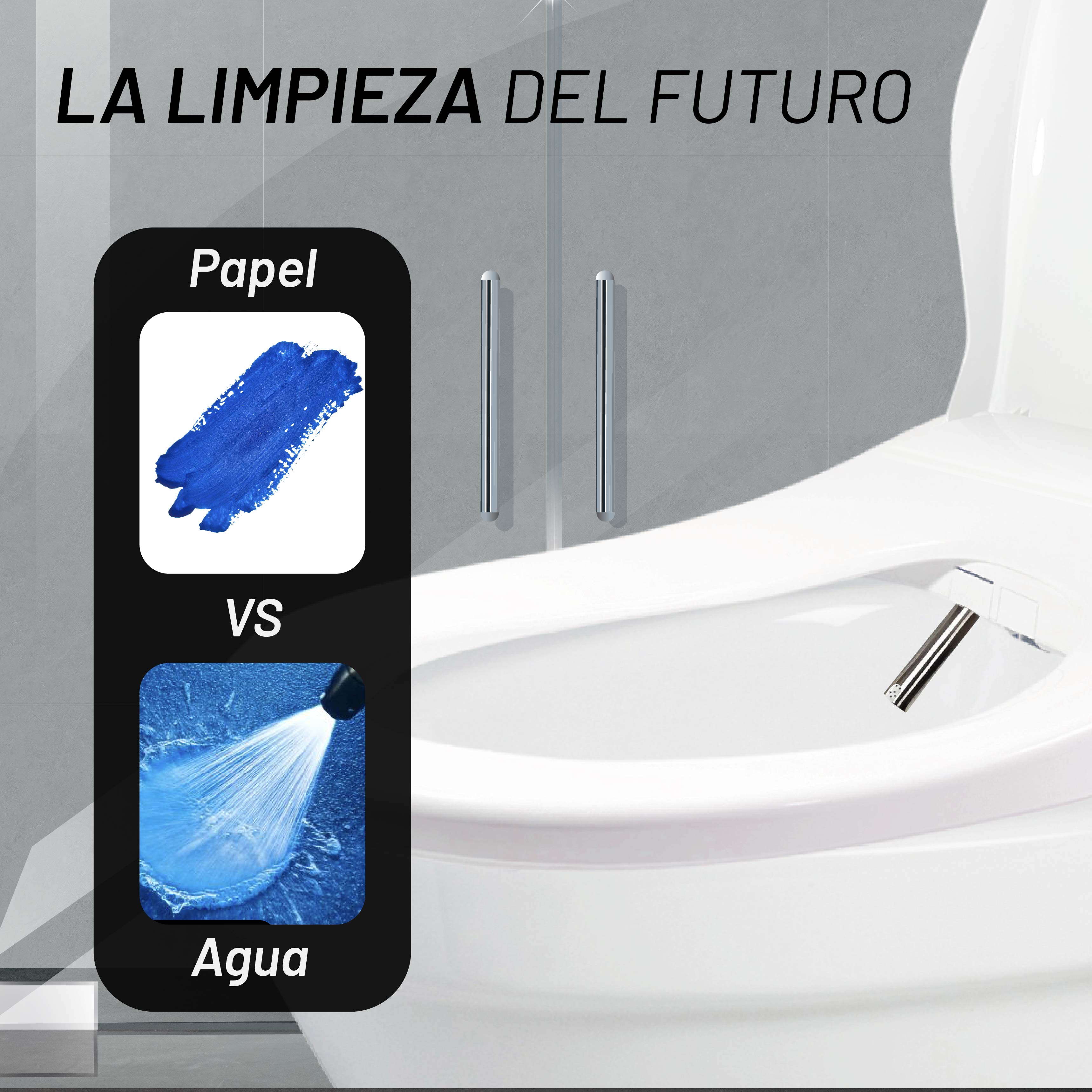 Bidet Manual para WC, Lavado a Presión Frontal y Trasera, Color Blanco