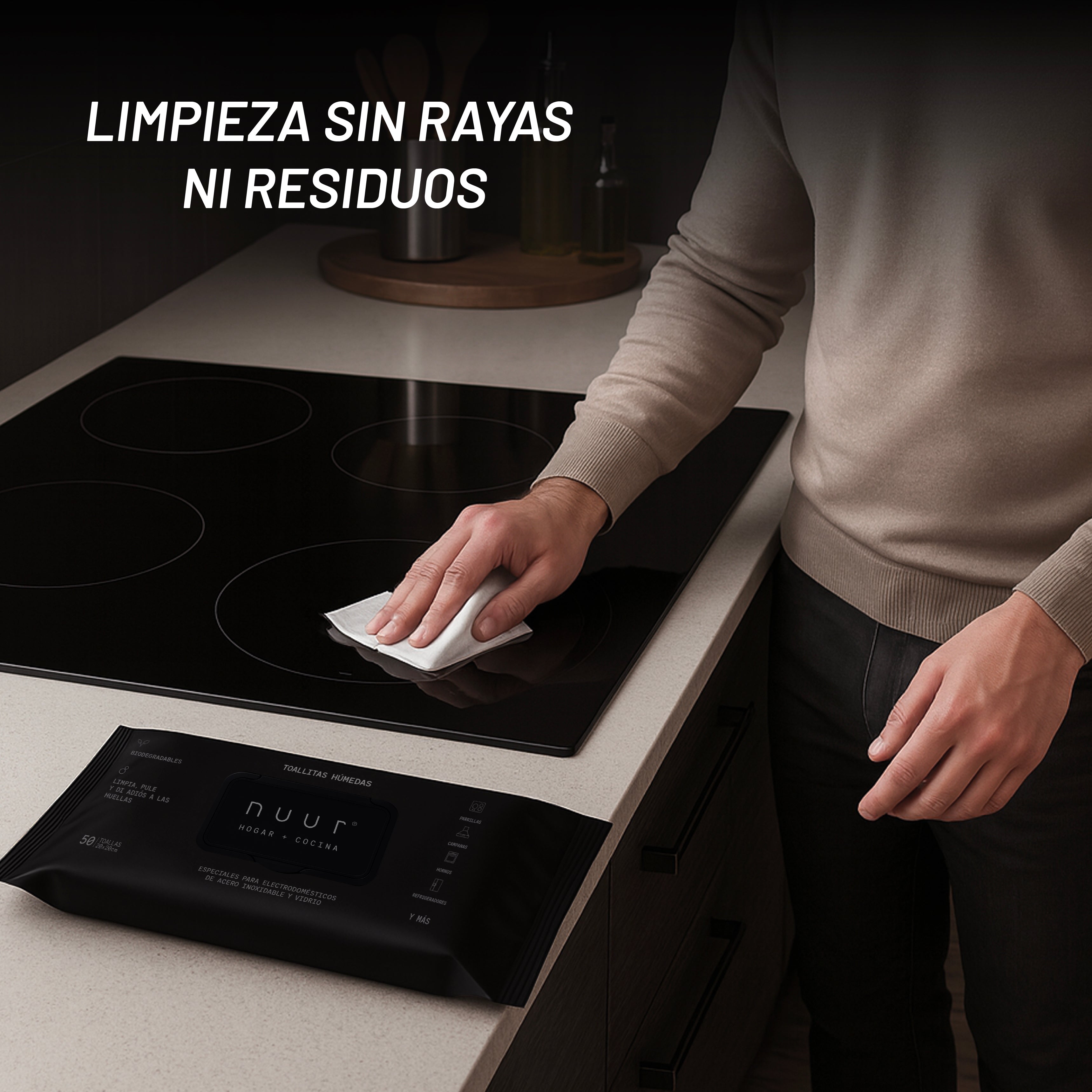 Toallitas Húmedas para Acero Inoxidable y Vidrio, 1 Paquetes / 50 Toallitas