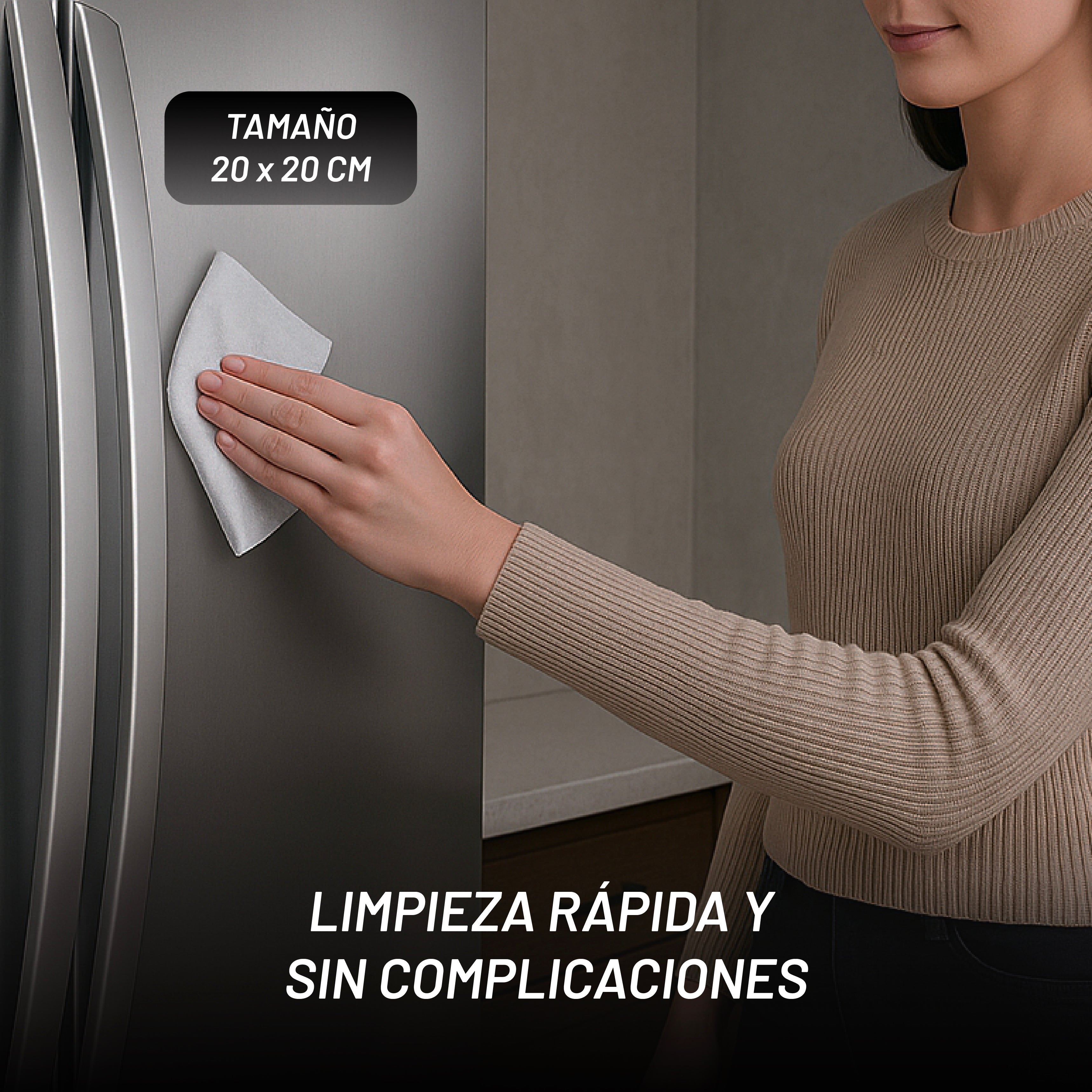 Toallitas Húmedas para Acero Inoxidable y Vidrio, 1 Paquetes / 50 Toallitas